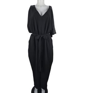 Lane Bryant Black Studded Belted Pockets Women's Black Jumpsuit 24